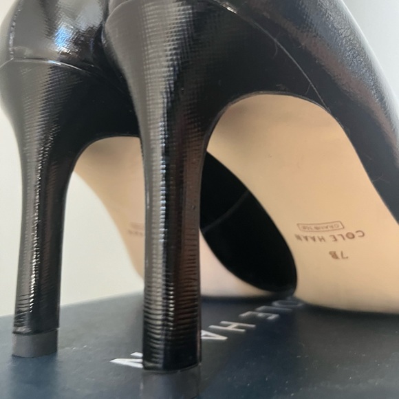 Cole Haan Gabbie Pump 80mm Black Saffiano Leather Patent - Picture 6 of 14